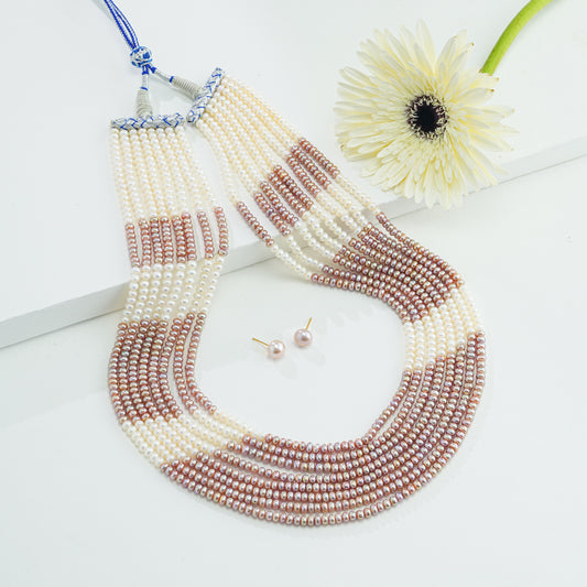 3.0-4.0mm Button Multicolor Freshwater Pearl Necklace Set - AA Quality