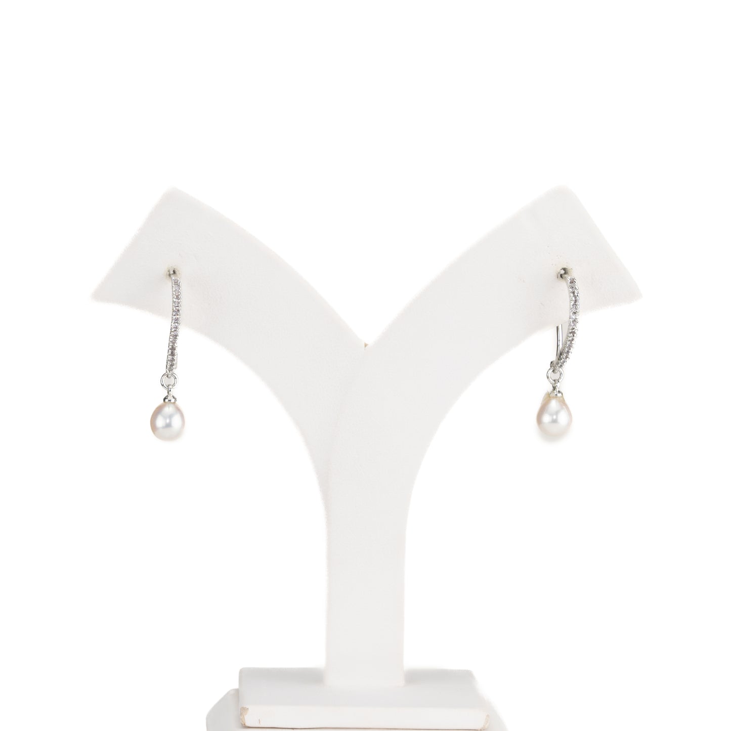 Opaque White Stone Freshwater Pearl Hanging Earrings