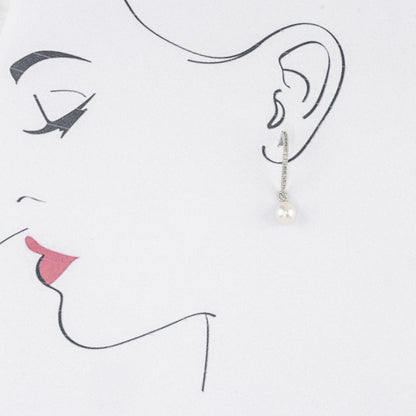 Opaque White Stone Freshwater Pearl Hanging Earrings