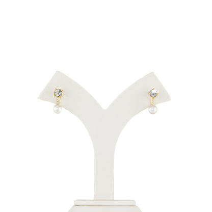 Designer White Stone Pearl Stud Earrings