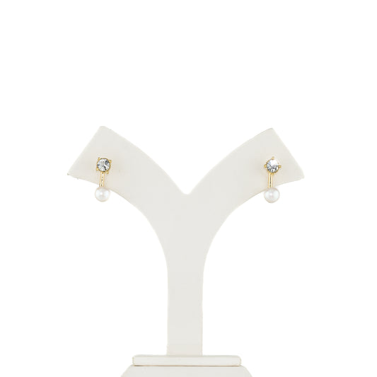Designer White Stone Pearl Stud Earrings