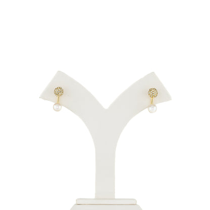 Charming White Stone Pearl Stud Earring