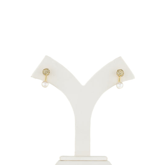Charming White Stone Pearl Stud Earring