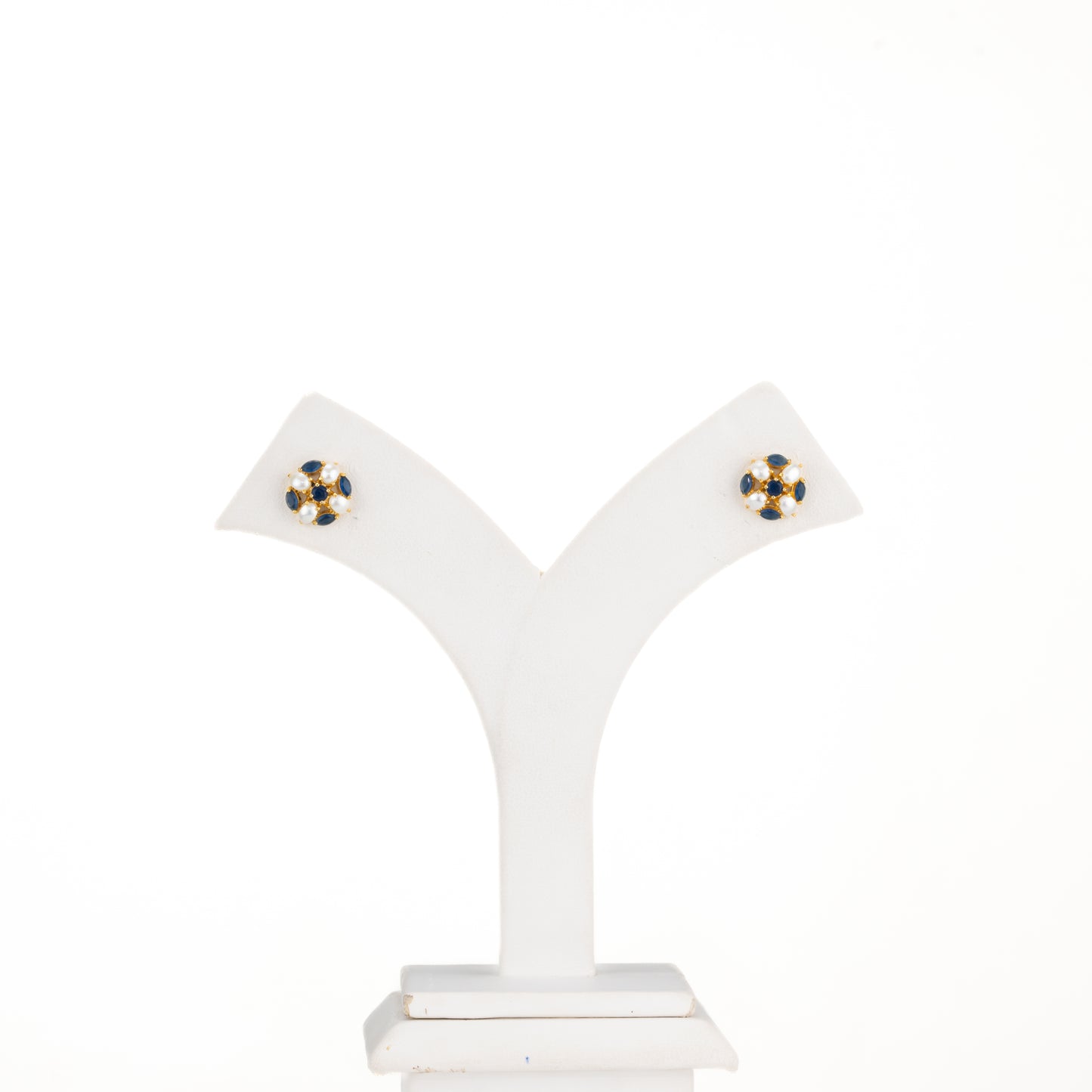 Swan Blue Stone Freshwater Pearl Stud Earrings