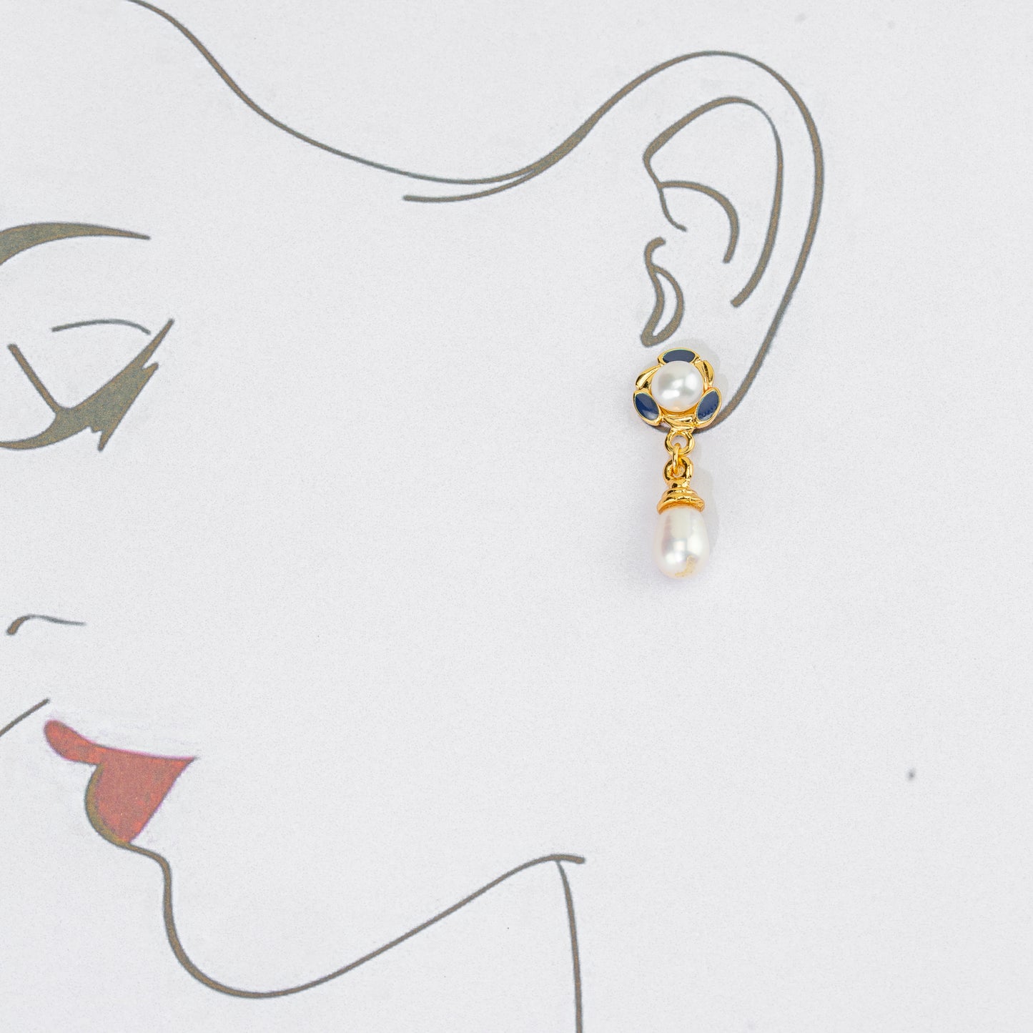 Floral Mix Freshwater Hanging Pearl Earring