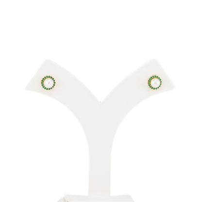 Intricate Green Stone Pearl Studs Earrings