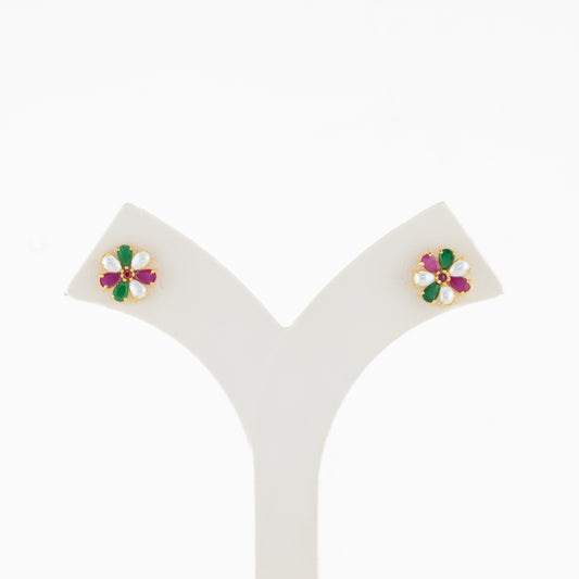 Stunning Red Green Multicolor Pearl Stud Earrings
