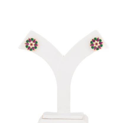 Graceful Red Green Multicolor Pearl Studs Earrings