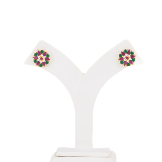 Graceful Red Green Multicolor Pearl Studs Earrings