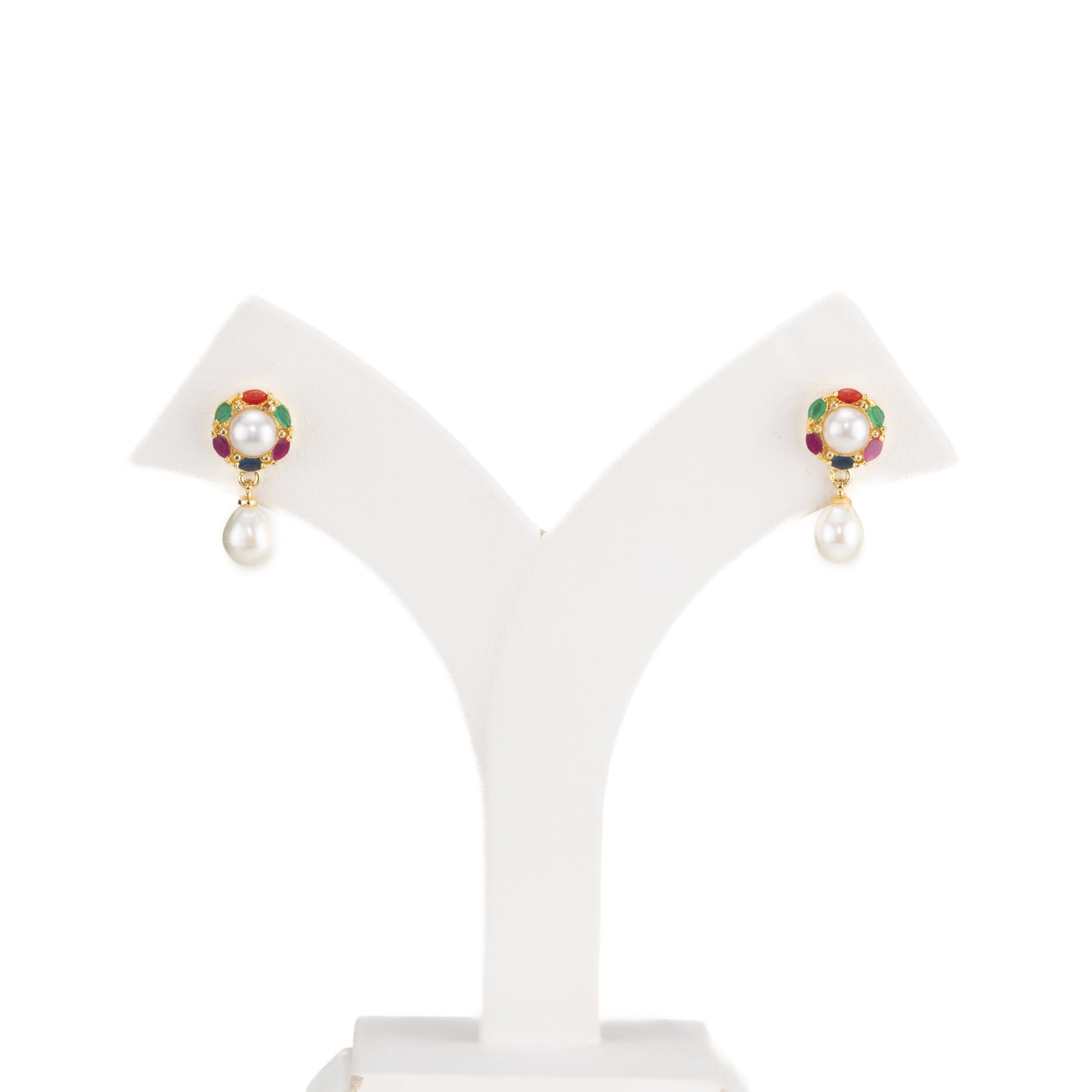 Precious Multicolor Drop Pearl Stud Earrings