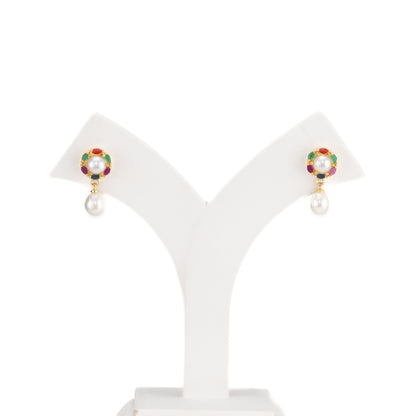 Precious Multicolor Drop Pearl Stud Earrings