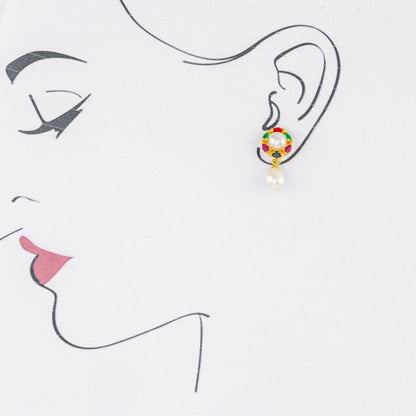Precious Multicolor Drop Pearl Stud Earrings