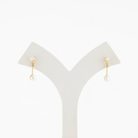 Sparkly Pearl Stud Hanging Earrings
