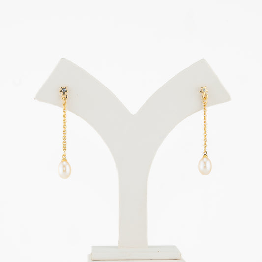 Lovely Pink Drop Pearl Hangings Earrings