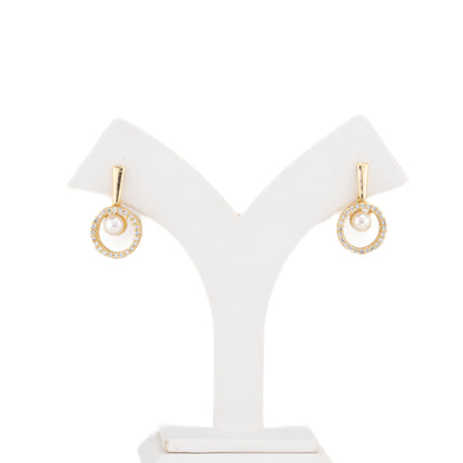 Shimmering White Hanging Pearl Studs Earrings