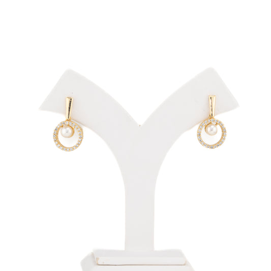 Shimmering White Hanging Pearl Studs Earrings