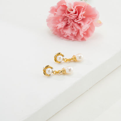 Exquisite Drop Pearl Stud Earrings