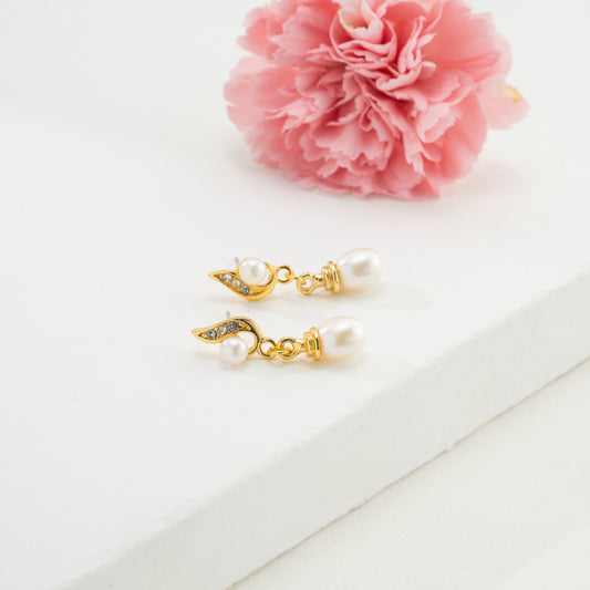 Chunky Drop Pearl Stud Earrings