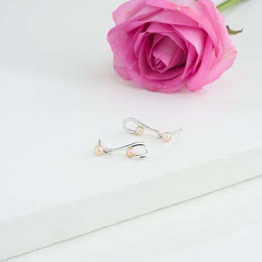 Pink Stylish Pearl Stud Earrings