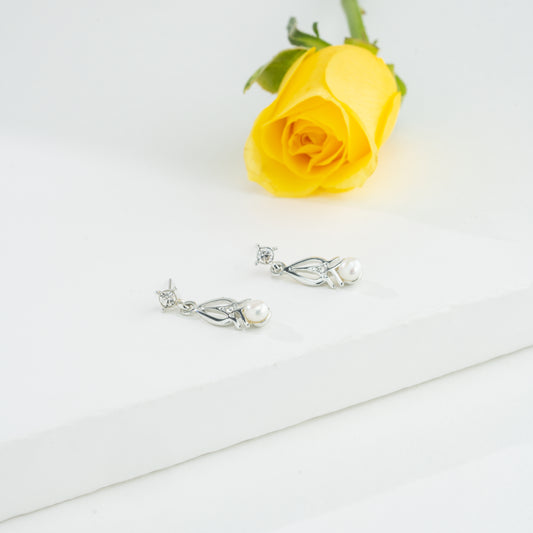 Pristine Pearl Hanging Earrings