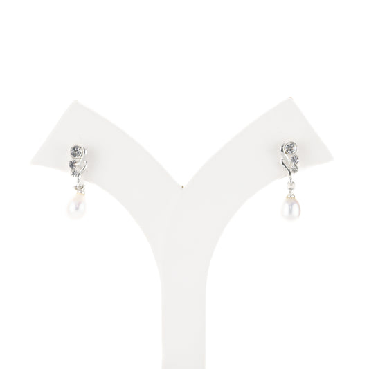 Silken White Drop Stud Earrings