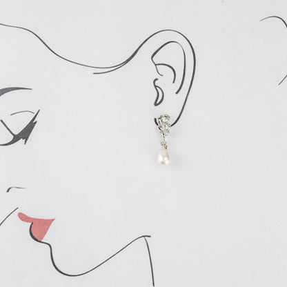 Silken White Drop Stud Earrings