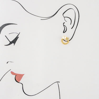 Cute White Stone Pearl Stud Earrings