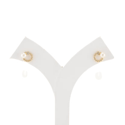 Cute White Stone Pearl Stud Earrings