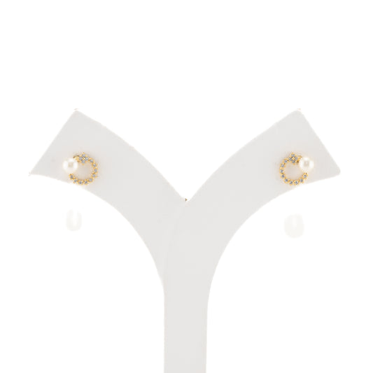 Cute White Stone Pearl Stud Earrings