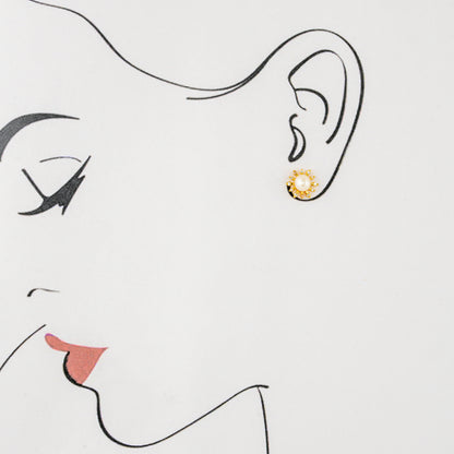 Striking White Stone Pearl Stud Earrings