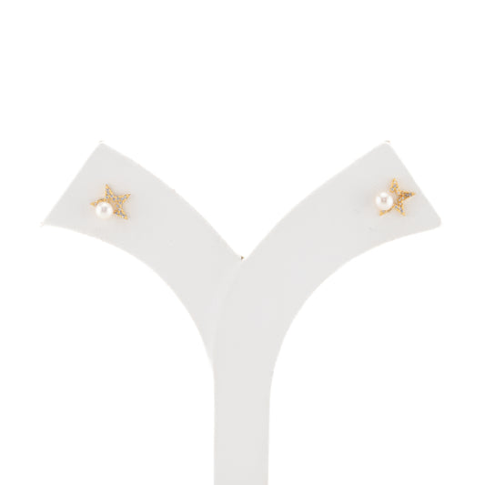 Precious White Stone Pearl Stud Earrings