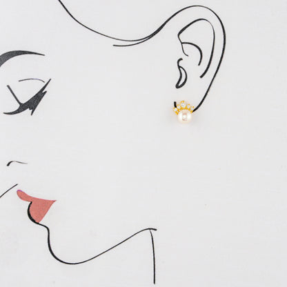 Artistry White Stone Pearl Stud Earrings