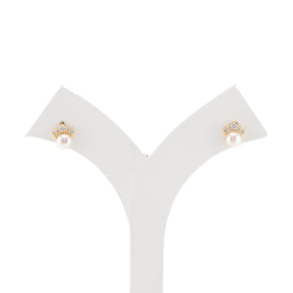 Artistry White Stone Pearl Stud Earrings