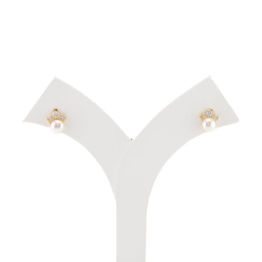 Artistry White Stone Pearl Stud Earrings