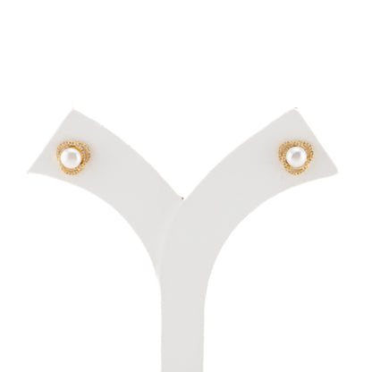 Perfection White Stone Pearl Stud Earrings