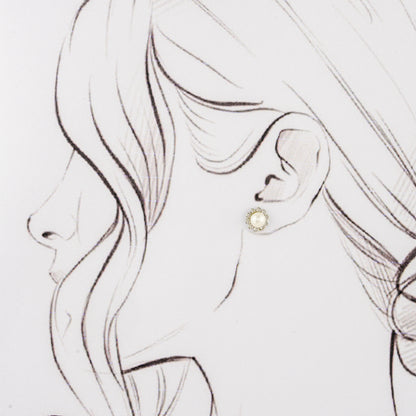 Modernity White Stone Pearl Stud Earrings