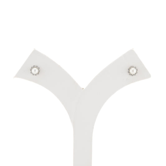Modernity White Stone Pearl Stud Earrings