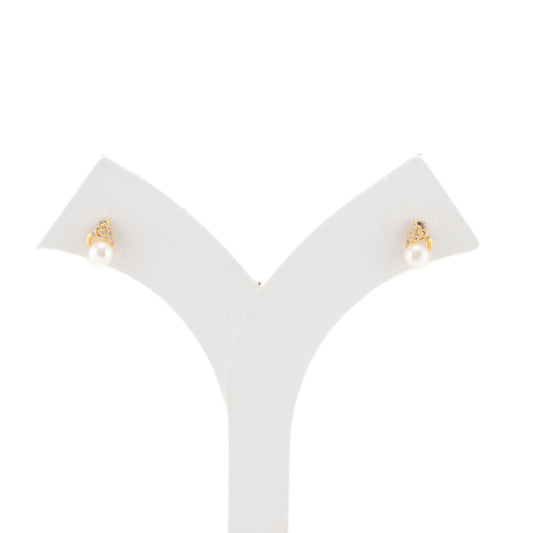 Charm White Stone Pearl Stud Earrings