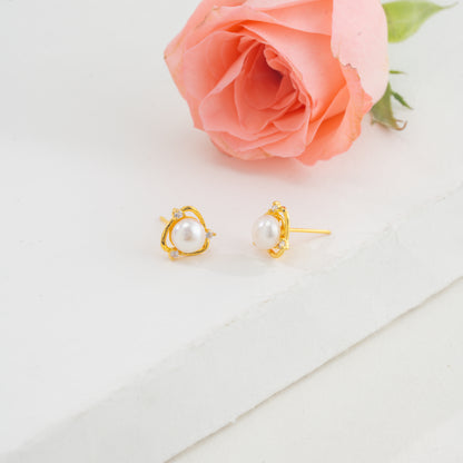 Exquisite White Freshwater Pearl Stud Earrings