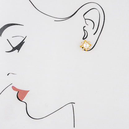 Charming White Stone Pearl Stud Earrings