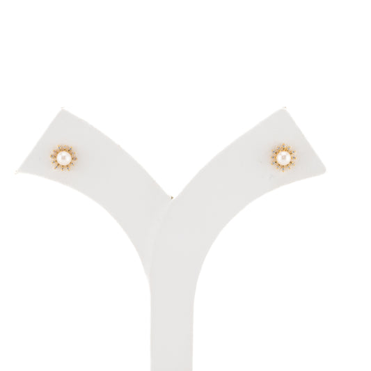 Charming White Stone Pearl Stud Earrings
