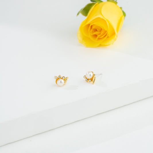 Conch Inspired Pearl Stud Earrings