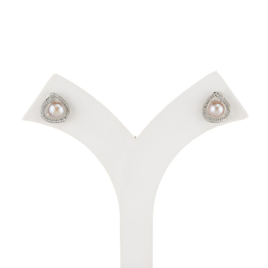 Iridescent Pink Pearl Stud Earrings