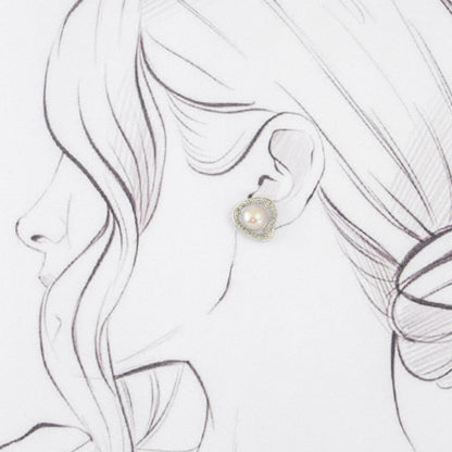 Iridescent Pink Pearl Stud Earrings