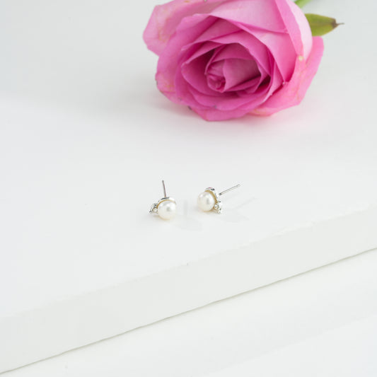 Glossy Pearl Stud Earrings
