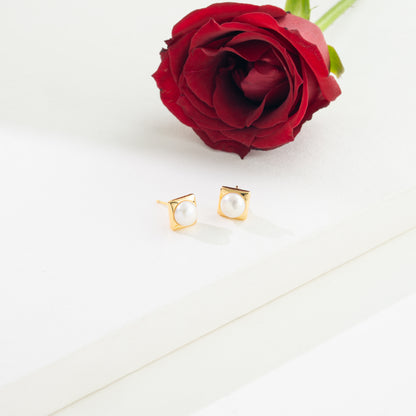 Exclusive White Freshwater Pearl Studs Earrings
