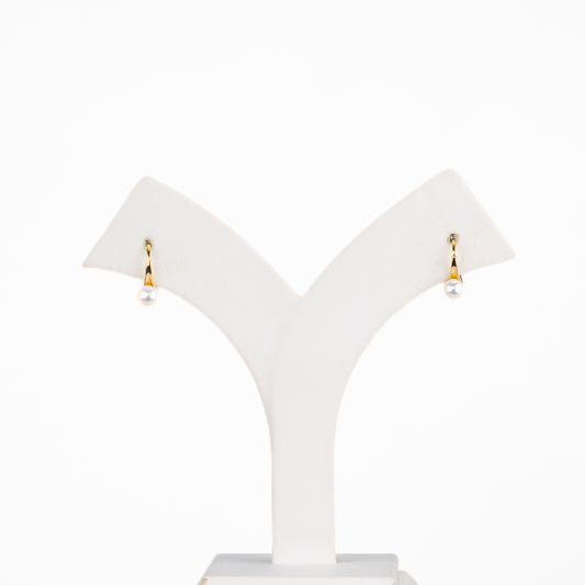 Delicate Button White Pearl Stud Earrings