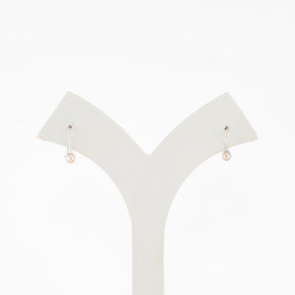 Contemporary Button Shaped Pearl Drop Earrings