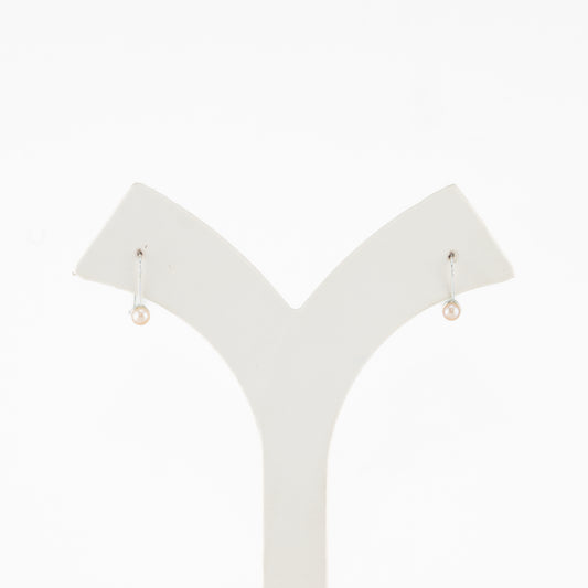 Contemporary Button Shaped Pearl Drop Earrings