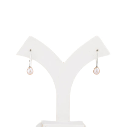 Opaque Pink Pearl Hanging Earrings